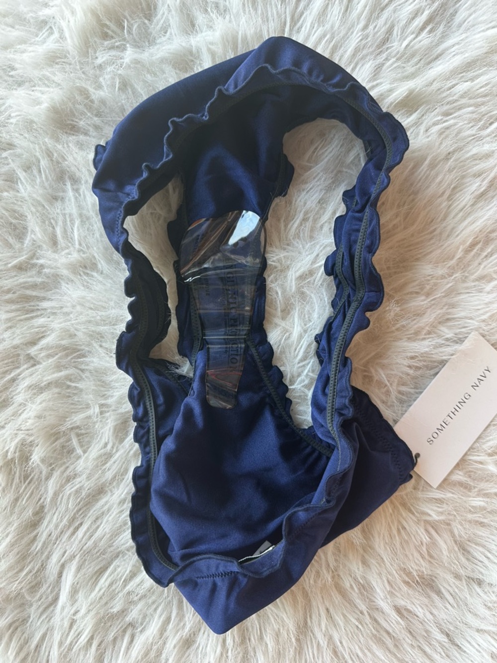 Something Navy Peony Navy Ruffle Trim Bikini Bottom M - Picture 7 of 12